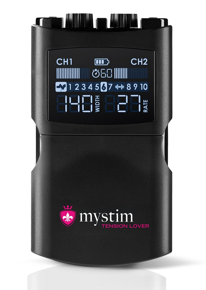 Mystim E-stimulator met 2 regelbare kanalen - Zwart