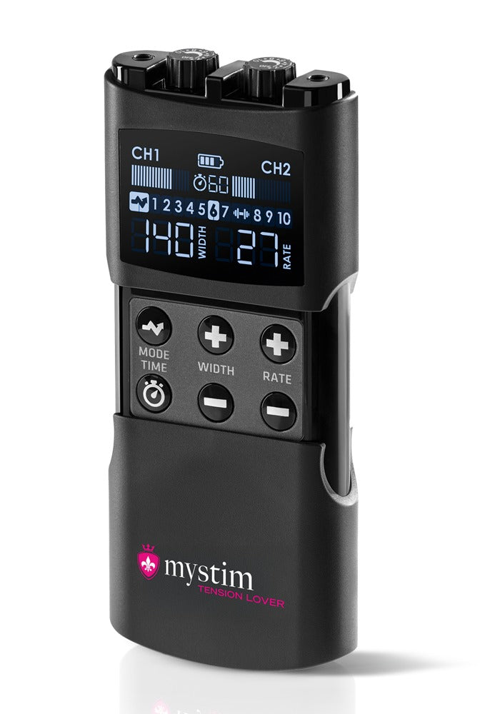 Mystim E-stimulator met 2 regelbare kanalen - Zwart