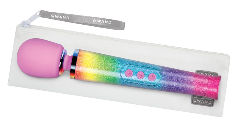 le Wand Massagestaaf regenboog glitter - Roze