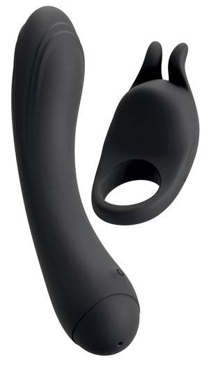 Couples Choice Dubbelvibrator met afneembare cockring - Zwart