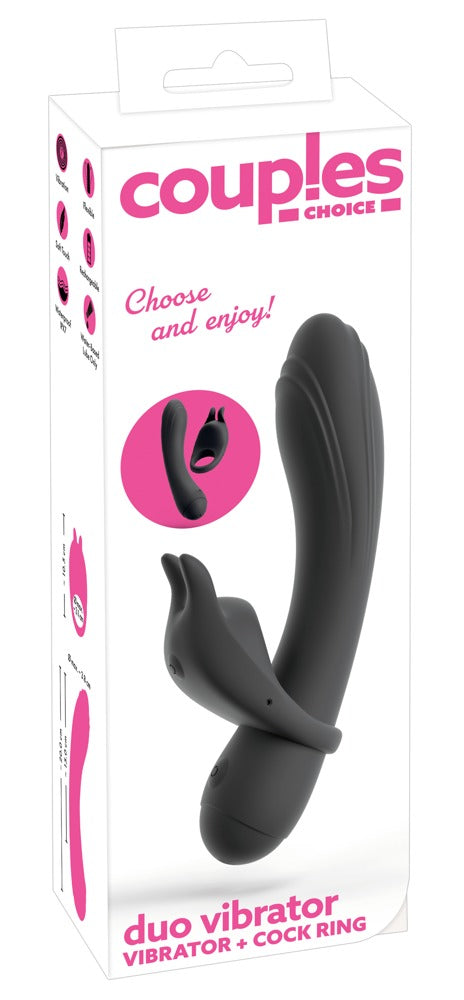 Couples Choice Dubbelvibrator met afneembare cockring - Zwart - Couples Choice - SKU: 54080910000