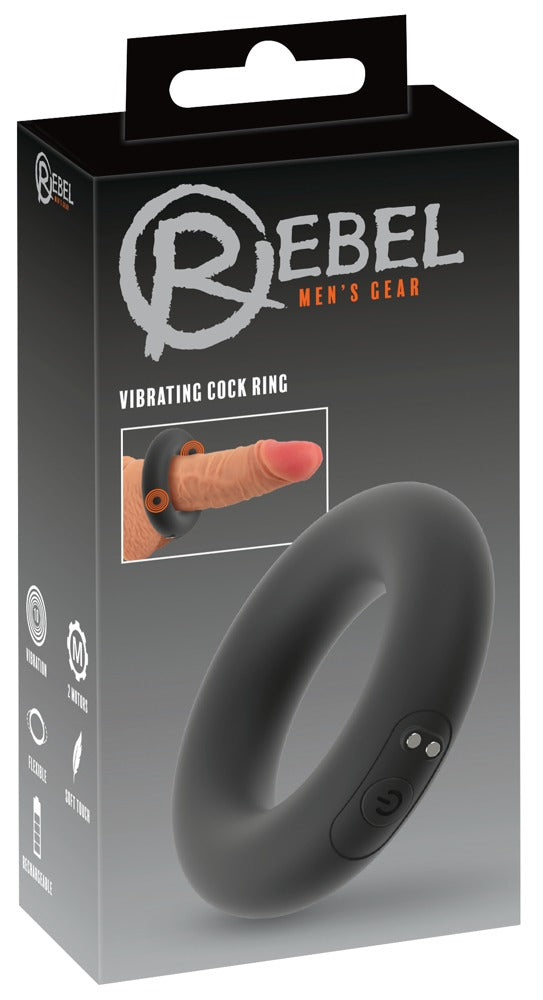 Rebel brede vibro-penisring met 10 standen - Zwart
