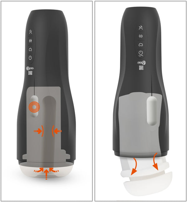 Rebel 3-in-1 masturbator - Zwart - Rebel - SKU: 54084660000