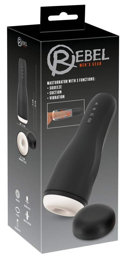 Rebel 3-in-1 masturbator - Zwart - Rebel - SKU: 54084660000