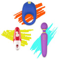 ROMP Speelkit met clitoris pulsator, massagestaaf & cock ring - Zwart