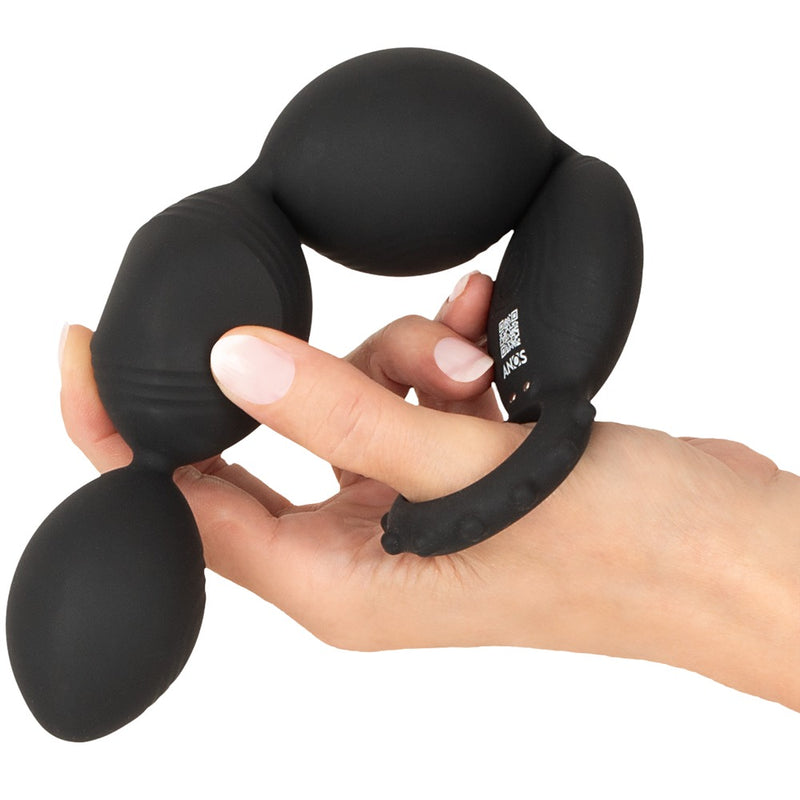 ANOS Flexibele anal beads met 4 XL-kralen - Zwart