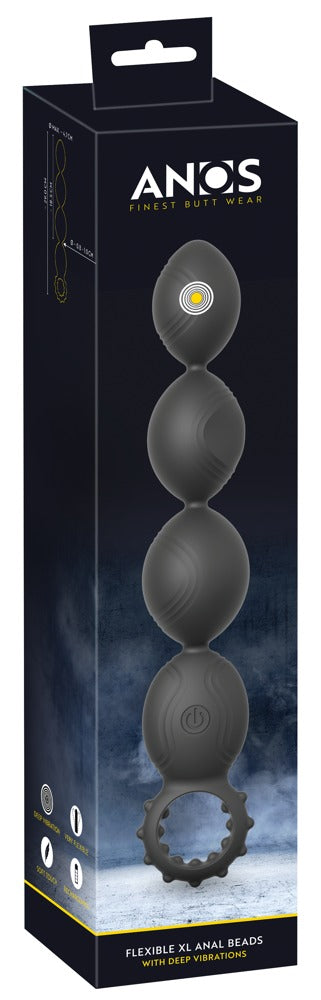 ANOS Flexibele anal beads met 4 XL-kralen - Zwart