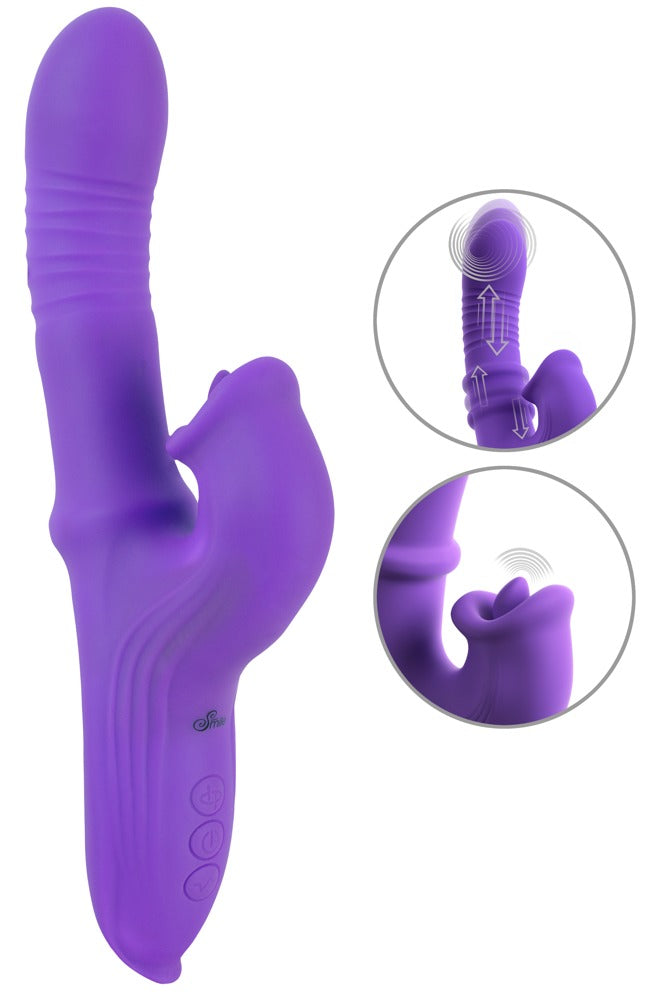 Sweet Smile Thrusting Vibrator met ring - Paars