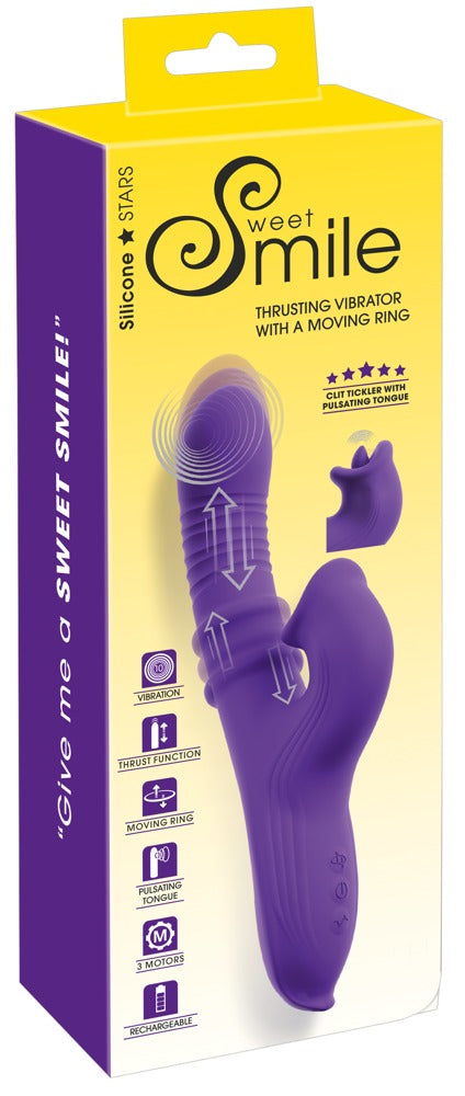 Sweet Smile Thrusting Vibrator met ring - Paars - Sweet Smile - SKU: 54092330000