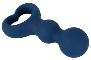 Magic Shiver Butt plug met kralen en handvat - Blauw