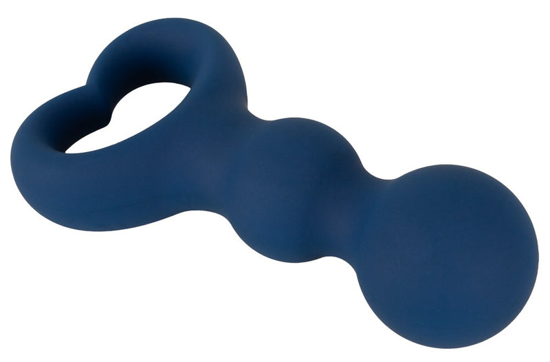 Magic Shiver Butt plug met kralen en handvat - Blauw