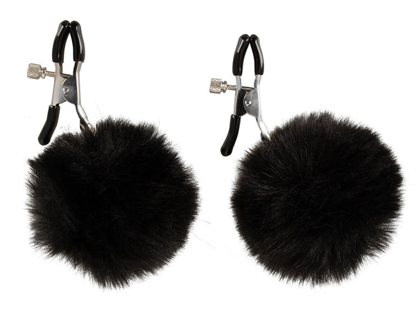 Magic Shiver Tepelklemmen met verstelbare druk en pluizige pompons - Zwart - Magic Shiver - SKU: 59904080000