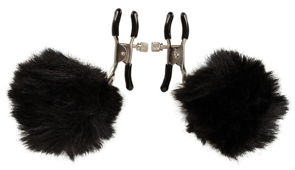 Magic Shiver Tepelklemmen met verstelbare druk en pluizige pompons - Zwart - Magic Shiver - SKU: 59904080000