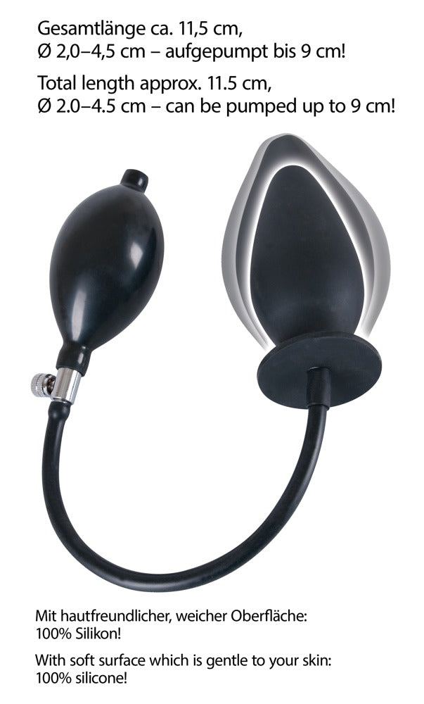 Zwarte Opblaasbare Dildo Butt Plug