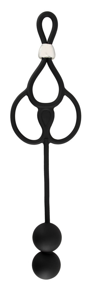 Drievoudige bal/cock ring met anale kralen