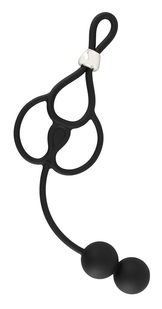 Drievoudige bal/cock ring met anale kralen