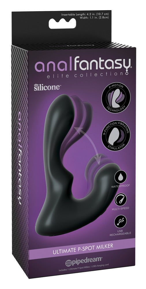 Anal Fantasy Elite P-spot vibrator met 9 knikstanden - Zwart