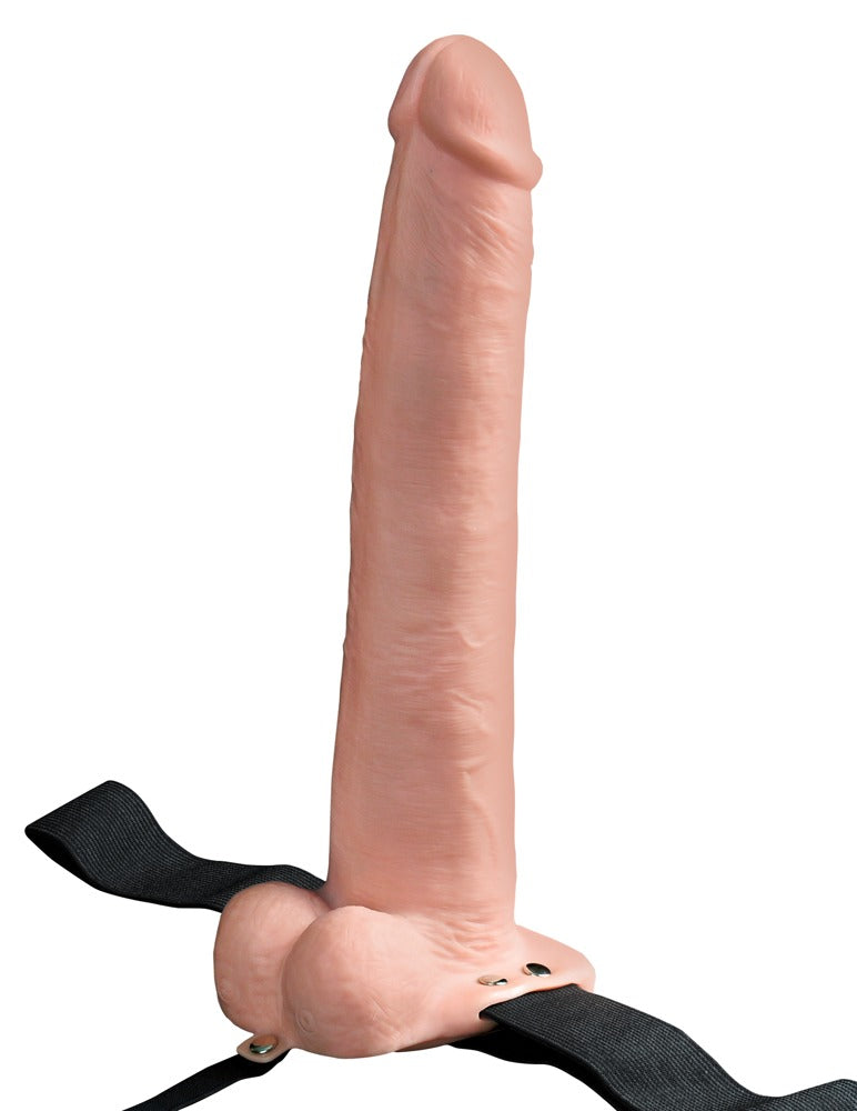 11" holle oplaadbare strap-on met ballen