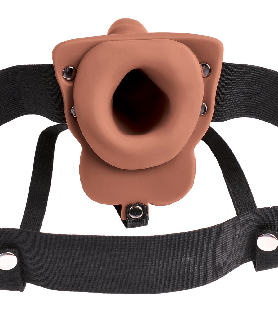 6" holle oplaadbare strap-on met ballen