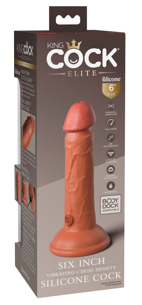 6" Vibrerende + Dubbele Dichtheid Silicone Cock