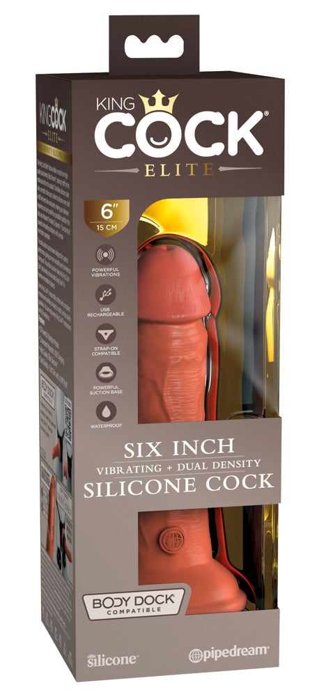 6" Vibrerende + Dubbele Dichtheid Silicone Cock