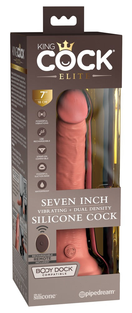 7" Vibrerende + Dubbele Dichtheid Silicone Cock met Afstandsbediening
