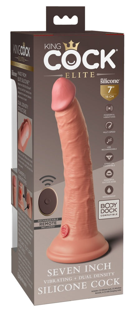 7" Vibrerende + Dubbele Dichtheid Silicone Cock met Afstandsbediening