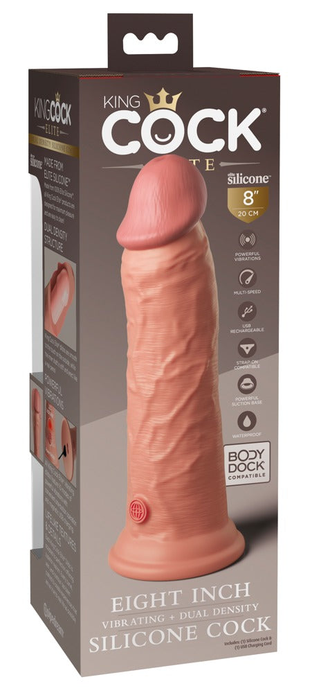 8" Vibrerende + Dubbele Dichtheid Silicone Cock