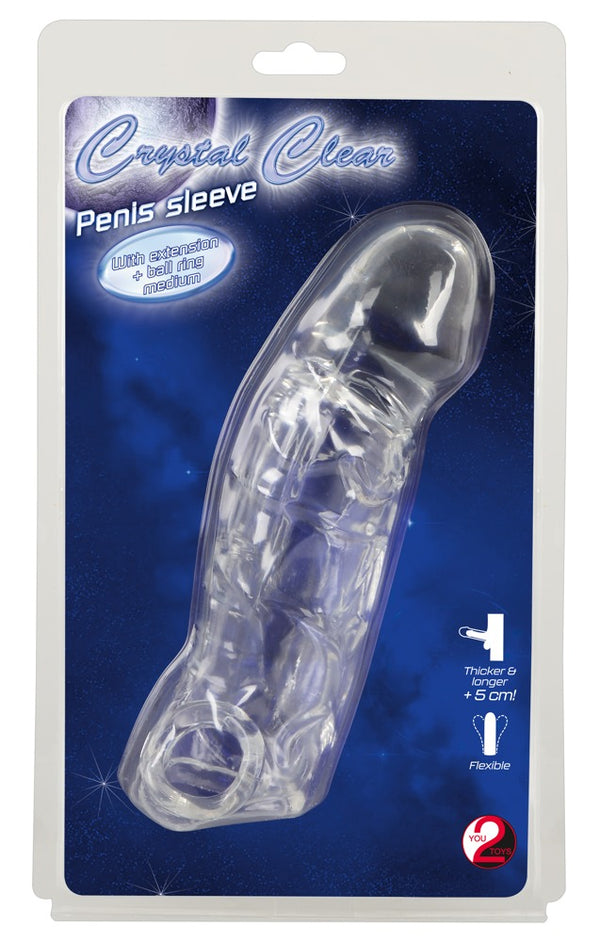 Penis Sleeve met verlenging + balring - Crystal - SKU: 5551690000