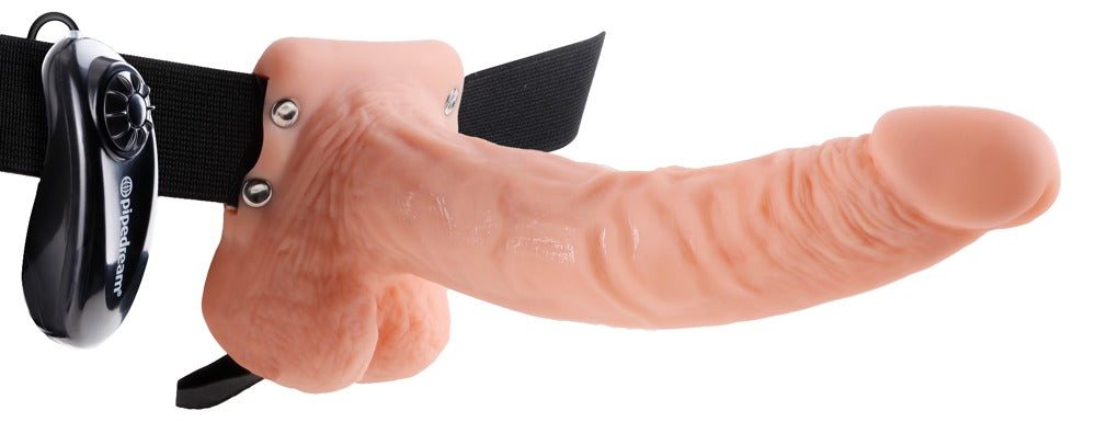 9 inch Vibrerende Holle Strap-on met Ballen