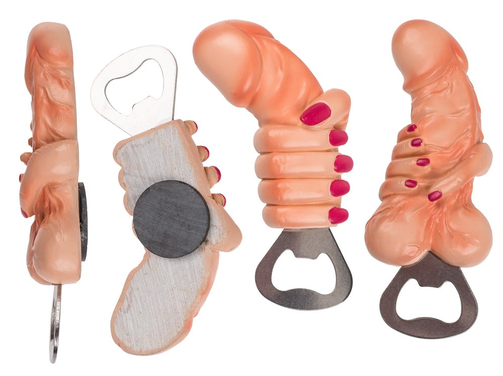 Metalen flesopener Willy + Hand - Flesopener, polyresin, metaal - IntimateRed