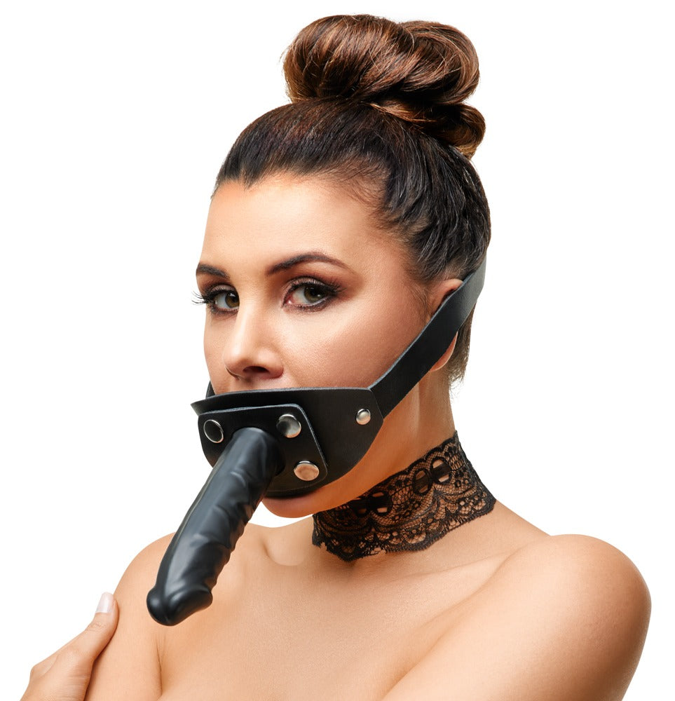 Gag - Gag,Splitleathercow,gelooidchroomvrij,polyurethaancoatingDildo/knevel,Latex - IntimateRed