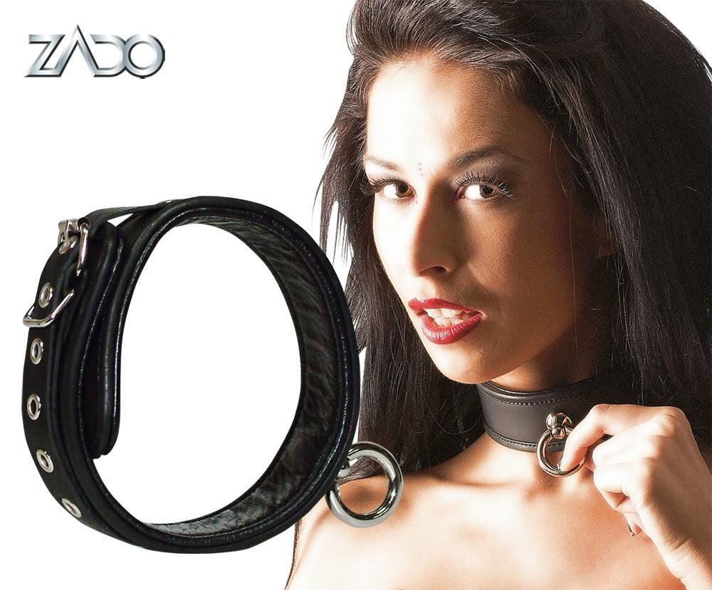Bondage Halsband - Nekmanchet, leer chroom-vrij gelooid, metaal, - IntimateRed