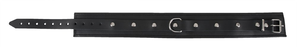 Leren halsband - Beugel, Splitleer, metaal verchroomd - IntimateRed