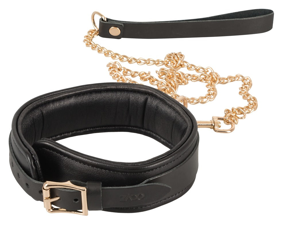 Leren halsband en riem