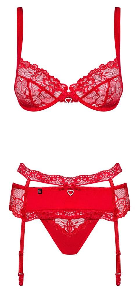 Beha Set Heartina - Beha-set, polyamide, spandex - IntimateRed