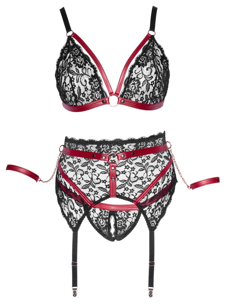 Jarretelset - Beha-set, polyamide, spandex - IntimateRed