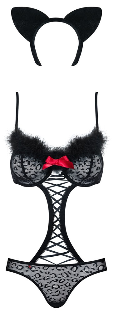 Kostuum Gepardina - Leo Set, Staart, lichaam, polyamide, spandex, Oren, polyester - IntimateRed